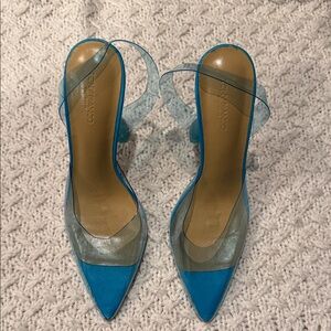TONY BIANCO WOMENS 7  Blue and Transparent Heels